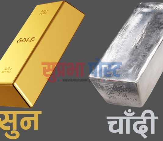 सुनको मूल्य प्रतितोला ७ हजार ५०० रुपैयाँले घट्यो